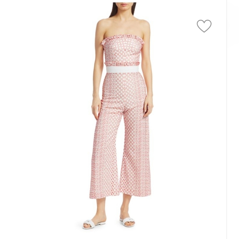 ALEXIS BARBARA Pretti Embroidered Ruffle Jumpsuit size M